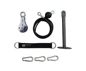 A90 Set di puleggia per cavi - Sistema per la forza muscolare, include 2 pulegge per cavi e impugnature dinamiche, rete per corda, tirando verso il basso, attacco per la macchina del cavo