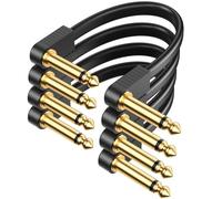 AA AUDIO ACCESSORY Cavi patch per chitarra, a nastro piatto rinforzato in kevlar a forma di S, 10,2 cm, confezione da 4, placcati in oro, silenziosi, a quadristrato, schermati, per pedali BOSS MXR EBS