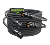 AA AUDIO ACCESSORY Cavi XLR 3 m, Connettori Neutrik REAN, Doppia | Confezione da 2 cavi per microfono, pin dorati, 21 AWG, 99,99% OFC, rinforzato in kevlar, resistente nylon intrecciato