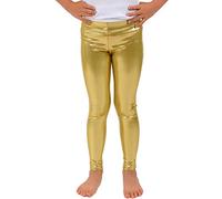 AA ESSENTAILS® - Leggings da discoteca in vita elastica per bambini, effetto bagnato, comodi e elastici per pantaloni da ballo anni '80, età 5-13 anni, Oro, 13 Anni