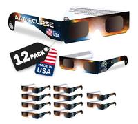 AAA Eclipse Confezione da 12 occhiali per eclissi solare approvati AAS 2024 realizzati negli Stati Uniti certificati ISO 12312 2 occhiali per la visione diretta dell'eclissi