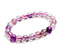 AAA Natural Super Seven 7 Melody Stretch Bracciale | 7-7.5? Lunghezza del braccialetto Super Seven Gemstone | Bracciale Unisex | Perline figura rotonda 8mm | Gli uomini del braccialetto bordati