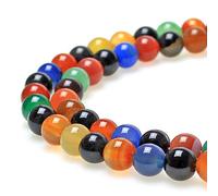AAA Perline di agata multicolore naturali, rotonde, colorate, pietre, perle di guarigione energetica per la produzione di collane, bracciali e gioielli, filo 15" (6 mm) (61, kf)