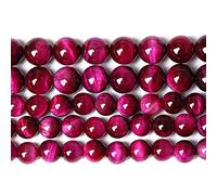 AAA - Perline semi-preziose sfuse in agata naturale rosa rossa occhio di tigre, rotonde, per la creazione di gioielli, braccialetti e collane fai da te, 8 mm, 48 pezzi