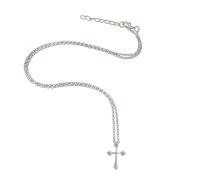 AAA Zircone Cubico Croce Pendente della Collana delle Donne di Colore Argento Gioelleria raffinata e alla Moda Chic Catena di Onda d'Acqua Bijoux Femme Choker N42 Attractive And Professional