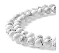 AAAA - Perline rotonde sfuse in howlite bianca e turchese, per la creazione di gioielli, 38,1 cm (6 mm) (99,dh)