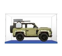 AAABOX Grande Teca Espositiva 50x25x30 con Base Blu,3mm Acrilico Trasparente Antipolvere Vetrina per Land Rover Defender 42110 Quartetto Jazz 21334 75356 10973 42604 42177