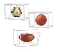 AAABOX Vetrina Pallone da Calcio Acrilica Trasparente Impilabile con Stand,40x25x30cm Scatola Espositiva Grande Antipolvere con Porta per Basketball Pallavolo Giocattoli