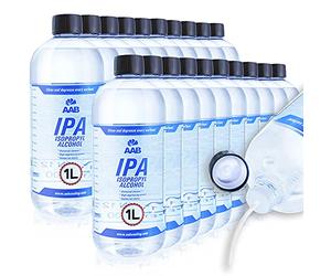 AAB IPA 1L - Set di 20 - Alcol Isopropilico Puro Super Efficace, Alcool Bianco Isopropilico, Facile da Usare, IPA Alcool, Makeup Remover, Buono Come Detergente per Ultrasuoni