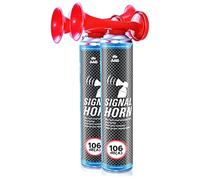 AAB Signal Horn - Set di 2 Pezzi - Tromba ad Aria Compressa, Fino a 320 Segnali Brevi, Avvisatore Acustico Molto Rumorosa, Clacson Tromba Ideale per Feste, Trombette, Air Horn con Gas Non Infiammabile