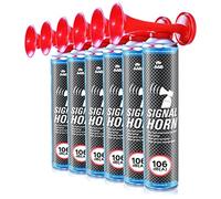 AAB Signal Horn - Set di 6 Pezzi - Trombetta ad Aria Compressa, Fino a 320 Segnali Brevi, Trombe da Stadio Molto Rumorosa, Tromba ad con Gas Non Infiammabile, Tromba Tifo per Feste, Trombetta Stadio