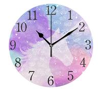 Aabao, orologio da parete rotondo, in legno, colore verde turchese, silenzioso, non ticchetta, per camera da letto, soggiorno, ufficio, scuola