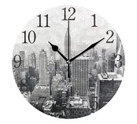 AABAO Orologio da Parete Rotondo New York City, Silenzioso Non ticchettante Dipinto ad Olio per Camera da Letto Soggiorno Ufficio Scuola Home Decor