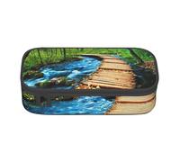AABBfdg Astuccio in legno di grande capacità, con ponte d'acqua, astuccio per trucchi, astuccio per matite, forniture per ufficio, articoli essenziali per il college, Nero , Taglia unica, Organizer