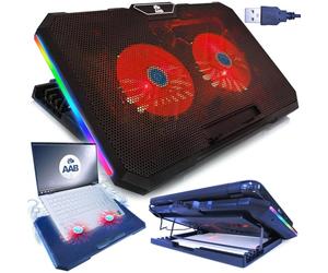 AABCOOLING Gemini - Base Portatile con 2 Ventole, Regolazione Dell'inclinazione e Retroilluminazione a LED Rossa | Raffreddamento Notebook | Ventola Per PC | Notebook Cooler | Base Laptop