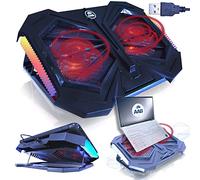 AABCOOLING Mantis - Ventola PC Portatile con 2 Ventole, Regolazione Dell'inclinazione e Retroilluminazione a LED Rossa | Supporto PC | Laptop Stand | Base Raffreddamento | Poggia Portatile