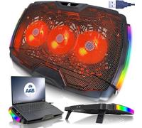 AABCOOLING VELA - Base di raffreddamento per PC portatili da 10" a 17" con 3 Ventole PC LED Rossi, RGB Luci, Regolazione Dell'inclinazione, Leggero ed Rfficiente, Notebook Cooler, Stabile e silenzioso