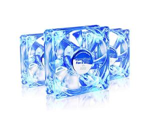 AABCOOLING Ventola Super Silenziosa 8 LED Blu - Molto Efficiente 80mm Ventola LED, Ventilatore Silenzioso, Ventola Aspirazione, 8cm, Ventola Raffreddamento PC - 3 Pezzi 13,9 dB(A)