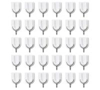 AABDTYYD 30 Pezzi Ganci Adesivi Bianchi Resistente, Carico massimo 1,5lb, Gancio Autoadesivo per Cucina Bagno Senza Forare (47,5x24,2x21mm), Acciaio Inox + Plastica