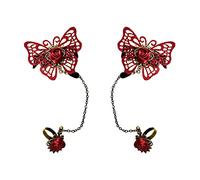 Aabellay Guanti da donna senza dita in pizzo gotico vittoriano bracciali retrò in pizzo steampunk gear, bracciale steampunk, set di bracciali vintage per opera, Halloween, accessori da sposa, 1 paio -
