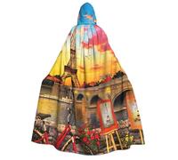 aabkjgfr Abito da strega di Halloween, con stampa della Torre Eiffel, costume da strega vampiro per adulti, utilizzato per feste, feste in maschera, carnevale, feste in costume, giochi di ruolo