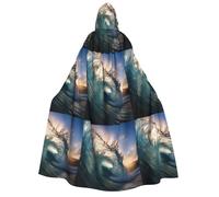 aabkjgfr Bella veste da strega di Halloween, con stampa di onde oceaniche, costume da strega vampiro per adulti, utilizzato per feste, feste in maschera, carnevale, feste in costume, giochi di ruolo