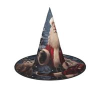 aabkjgfr Cappello da strega con stampa di Babbo Natale, per adulti, adatto per feste, carnevale, feste in maschera, giochi di ruolo