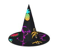 aabkjgfr Cappello guida con stampa di ananas e fenicottero, cappello da strega per Halloween, adatto per feste, carnevale, feste in maschera, giochi di ruolo