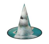 aabkjgfr Cappello guida con stampa di coniglio bianco, cappello da strega per Halloween, adatto per feste, carnevale, feste in maschera, giochi di ruolo