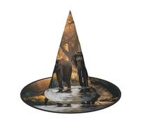 aabkjgfr Cappello guida con stampa di elefanti della natura, cappello da strega di Halloween per adulti, adatto per feste, carnevale, feste in maschera, giochi di ruolo