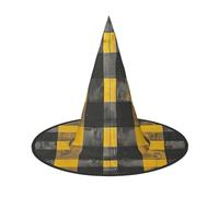 aabkjgfr Cappello guida con stampa scozzese giallo, grigio nero, cappello da strega per Halloween, adatto per feste, carnevale, feste in maschera, giochi di ruolo