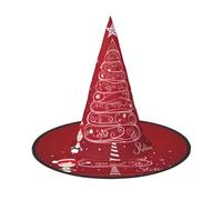 aabkjgfr Cappello rosso con stampa di albero di Natale, cappello da strega per Halloween, adatto per feste, carnevale, feste in maschera, giochi di ruolo