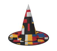 aabkjgfr Composizione in rosso, giallo, blu e nero, cappello da strega per Halloween, adatto per feste, carnevale, feste in maschera, giochi di ruolo