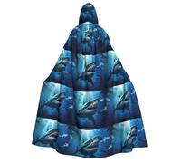 aabkjgfr Costume da strega di Halloween con stampa di squalo che nuota sotto il mare, costume da strega vampiro per adulti, utilizzato per feste, feste in maschera, carnevale, feste in costume, giochi