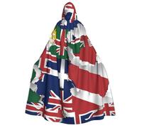 aabkjgfr Costume da strega per Halloween, con stampa della bandiera delle isole Turks e Caicos, costume da strega per adulti, per feste, travestimenti, carnevale, feste in maschera, giochi di ruolo