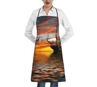 aabkjgfr Nave da crociera che naviga nell'oceano con tramonto dopo stampa grembiuli adulti con tasche e cinture regolabili sono adatti per attività come pittura e cottura.