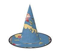 aabkjgfr Turks and Caicos Islands 04 - Cappello da strega per Halloween, per adulti, adatto per feste, carnevale, feste in maschera, giochi di ruolo