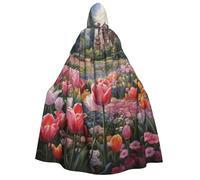 aabkjgfr Vestaglia da strega di Halloween con stampa di tulipani, costume da strega vampiro per adulti, utilizzato per feste, feste in maschera, carnevale, feste in costume, giochi di ruolo