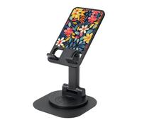 AACPPB Bold Red Yellow Dark Florals Supporto portatile pieghevole per telefono con foro di ricarica Rotazione a 360 Angolo regolabile Base antiscivolo