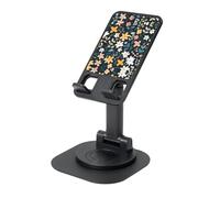 AACPPB Calm Yellow Dark Florals Supporto portatile pieghevole per telefono con foro per caricabatterie Rotazione a 360 Angolo regolabile Base antiscivolo