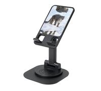AACPPB Stealthy Gray Snow Leopard Supporto portatile pieghevole per telefono con foro di ricarica Rotazione a 360 Angolo regolabile Base antiscivolo