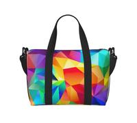 aacxzff Borsa pieghevole da viaggio a mano con stampa geometrica arcobaleno borsa da palestra per donne uomini piccola borsa da trasporto sotto il sedile