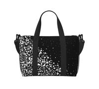 aacxzff Borsa pieghevole da viaggio a mano nera bianca glitterata borsa da palestra per il fine settimana borse da palestra per donne uomini piccolo da portare sotto il sedile