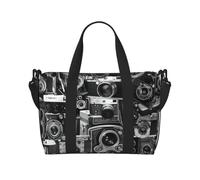 aacxzff Borsa pieghevole da viaggio a mano retrò Cool Camera Collection Print Bag Weekend Borse da palestra per donne uomini Piccolo Carry on Underseat