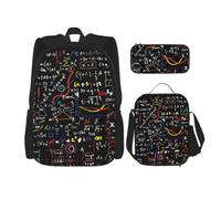 aacxzff Set da 3 pezzi con stampa di formula matematica essenziale per studenti: borsa da scuola, astuccio e borsa per il pranzo