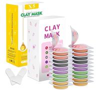 Aaenouicfs 20 Pods Clay Facial Mask Set - Green Tea,Turmeric, Dead Sea Mud,Rose, 24K Gold,Eggplant,Avocado,Mud Mask Deep Pore Cleansing Acne Blackhead Removal,Men & Women Face Mask Skin Care.