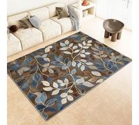AAFUOO Tappeto Lavabile Soggiorno, Grigio Blu Retro Pianta Foglie Arte Astratta Tappeto Design, Antiscivolo Morbido Pelo Corto Tappeto per Corridoio, Soggiorno, Camera da Letto Tappeto 60x120cm