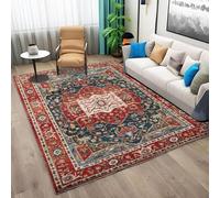 AAFUOO Tappeto Orientale, Tappeto Tradizionale per Soggiorno, Sala da Pranzo, Tappeto da Salotto in Stile Etnico Persiano Vintage, Morbido Tappeto Antiscivolo per Camera da Letto, Rosso 90 x 150 cm