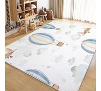 AAFUOO Tappeto per Cameretta per Bambini con Mongolfiera a Forma di Cartone Animato, Tappeti Morbidi per Soggiorno a Pelo Corto, Tappeto Moderno Antiscivolo Lavabile per la Casa Blu 120 x 170 cm