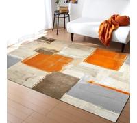 AAFUOO Tappeto, tappeto antiscivolo geometrico astratto dipinto a olio arancione e grigio bianco per camera da letto soggiorno, moderno tappeto per soggiorno con graffiti, tappeto 180x240 cm